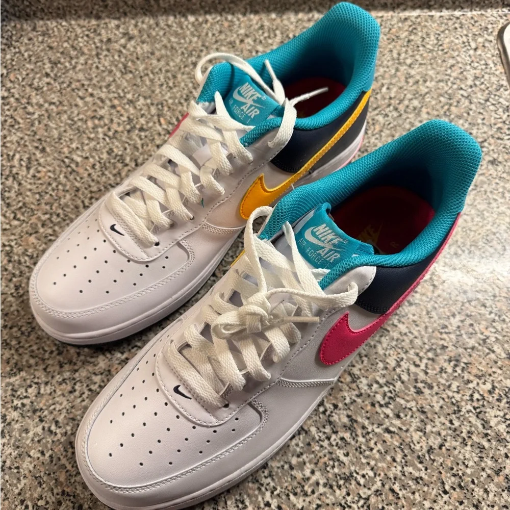 Nike Air Force 1 '07 Shoes Men Size 11.5 White Thunder Blue Pink HF4849-100 New - Picture 4 of 9